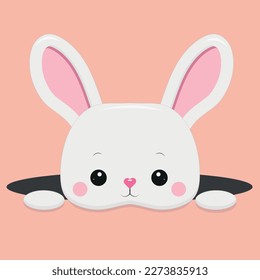 Conejo blanco de Pascua. Conejo de Pascua mirando desde un agujero.