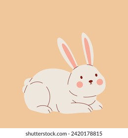 White Easter bunny. sitting rabbit. cute bunny