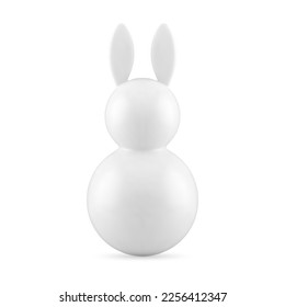 Weißes Osterbunny tumbling Spielzeug rund Kugel abstrakte minimalistische Form 3d Symbol realistische Vektorgrafik. Hochglanzkaninchen-Bauliga-Kirchenfeierlichkeiten