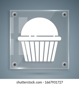 White Easter cake icon isolated on grey background. Happy Easter. Square glass panels. Vector Illustration