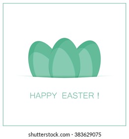 white  easter card with green eggs. vector. flat.