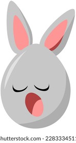 white easter egg with bunny ears, yawning