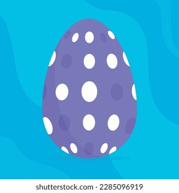 White Easter egg with color pattern, standing with shadow. vector illustration EPS.