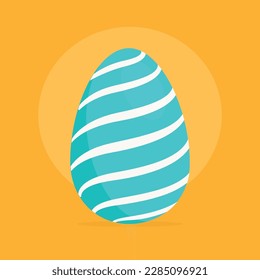 White Easter egg with color pattern, standing with shadow. vector illustration EPS.