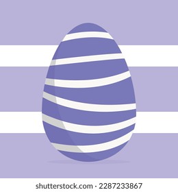 White Easter egg with color pattern, standing with shadow. vector illustration EPS.
