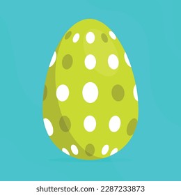 White Easter egg with color pattern, standing with shadow. vector illustration EPS.