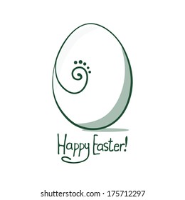 white easter egg with curl isolated on background