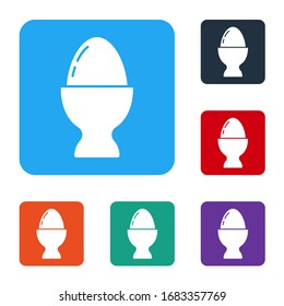 White Easter egg on a stand icon isolated on white background. Happy Easter. Set icons in color square buttons. Vector Illustration