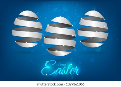 White Easter egg from spiral ribbon - vector illustration