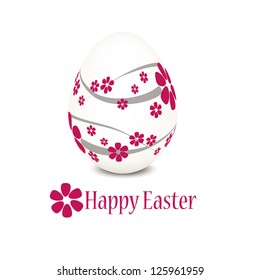 White easter egg width pink floral pattern on it isolated on white.