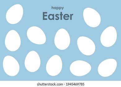 White Easter eggs on blue background. Happy Easter card. Vector illustration.