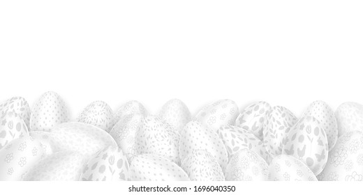 Huevos Blancos De Pascua Con Ornamentos Diseño De Saludos De Fondo