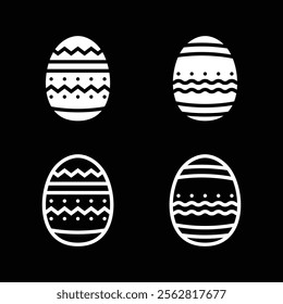White easter eggs set design vector illustration isolated on black background