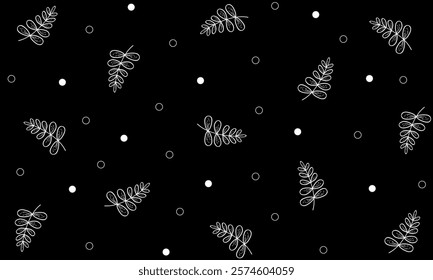 White Easter Pattern with Black Background