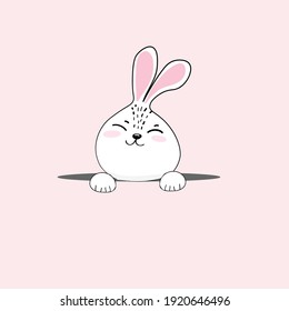 White easter rabbit. Easter Bunny card.