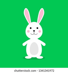 White easter rabbit. Easter Bunny. Happy Easter Bunny Vector illustration. Cute Rabbit cartoon character