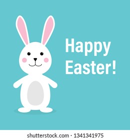 White easter rabbit. Easter Bunny. Happy Easter Bunny Vector illustration. Cute Rabbit cartoon character