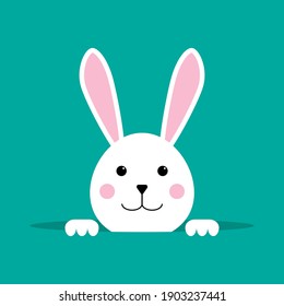 White easter rabbit. Easter Bunny. Happy Easter Bunny Vector illustration. Cute Rabbit cartoon character