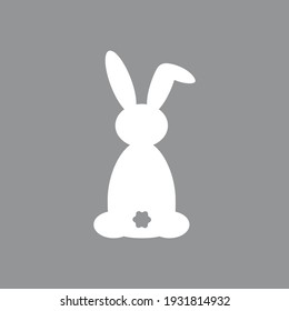 White easter rabbit. Easter Bunny isolated on gray background