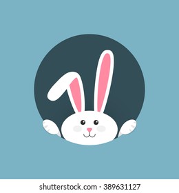 White easter rabbit. Easter Bunny. Vector illustration.