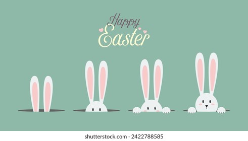 Tarjeta de saludo de conejo de pascua blanca. Feliz Pascua
