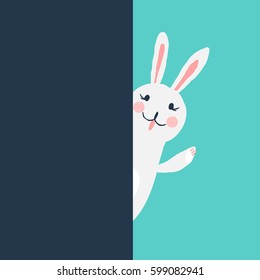 White easter rabbit. Modern Bunny with place for your greeting.
