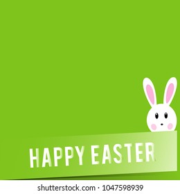 White easter rabbit on green background, Easter design illustration. Easter EPS vector background.