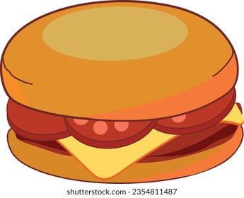 white, eating, green, grilled, object, onion, salad, seed, sesame, tomato, vector, background, bread, cooked, cooking, cuisine, culture, dinner, food, gourmet, tasty, vegetable, burger isolated, hambu