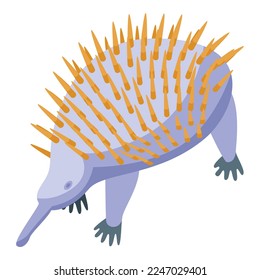 White echidna icon isometric vector. Cute animal. Wild mammal