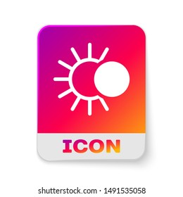 White Eclipse of the sun icon isolated on white background. Total sonar eclipse. Rectangle color button. Vector Illustration