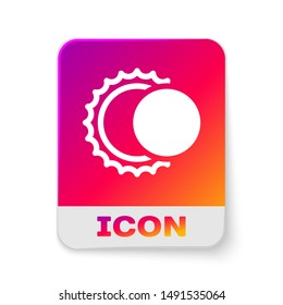 White Eclipse of the sun icon isolated on white background. Total sonar eclipse. Rectangle color button. Vector Illustration