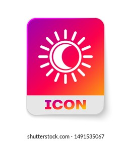 White Eclipse of the sun icon isolated on white background. Total sonar eclipse. Rectangle color button. Vector Illustration