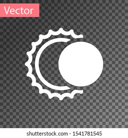 White Eclipse of the sun icon isolated on transparent background. Total sonar eclipse.  Vector Illustration