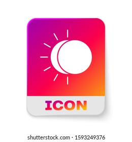 White Eclipse of the sun icon isolated on white background. Total sonar eclipse. Rectangle color button. Vector Illustration