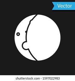White Eclipse of the sun icon isolated on black background. Total sonar eclipse.  Vector Illustration