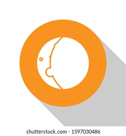 White Eclipse of the sun icon isolated on white background. Total sonar eclipse. Orange circle button. Vector Illustration