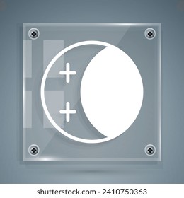 White Eclipse of the sun icon isolated on grey background. Total sonar eclipse. Square glass panels. Vector