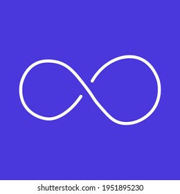 White editable isolated icon on colorful background. Infinity and infinite per week icon