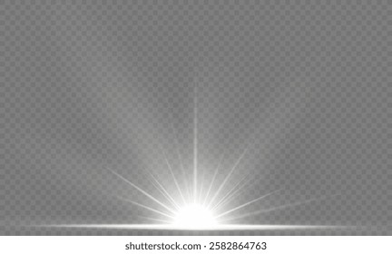 White effect reflections, neon illumination in red colors. Bright light lens. Police light effects, lines. Shiny stars, glowing sparks on a black background. Vector