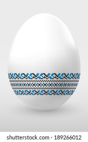 White egg with beautiful ornament - vector illustration