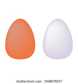 white egg and brown egg icon, simple egg icon, realistic egg icon