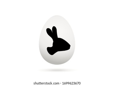 White egg with a bunny for easter  isolated on a white background.