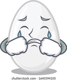 White egg cartoon character concept with a sad face