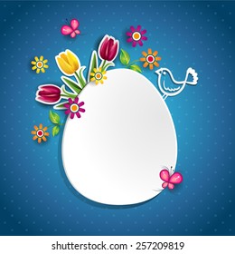 White egg and flowers where you can insert your own text-transparency blending effects and gradient mesh-EPS 10.