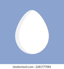 White egg icon in flat design isolated on blue background. Protein. Vector.