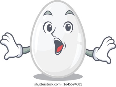 White egg mascot design concept with a surprised gesture