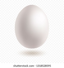 White egg with nice shadows isolated on transparent background. Easter, new life symbol. Traditional protein breakfast. Vector illustration.
