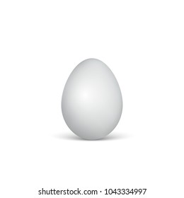 White Egg on a white background. Healthy food. Easter symbol. Vector illustration