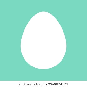 Weißes Ei auf blauem, türkisem Hintergrund. Osterkarte. Vektorgrafik.