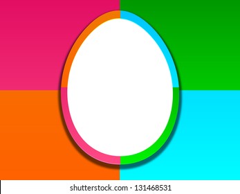 White egg on colorful abstract background for Happy Easter.